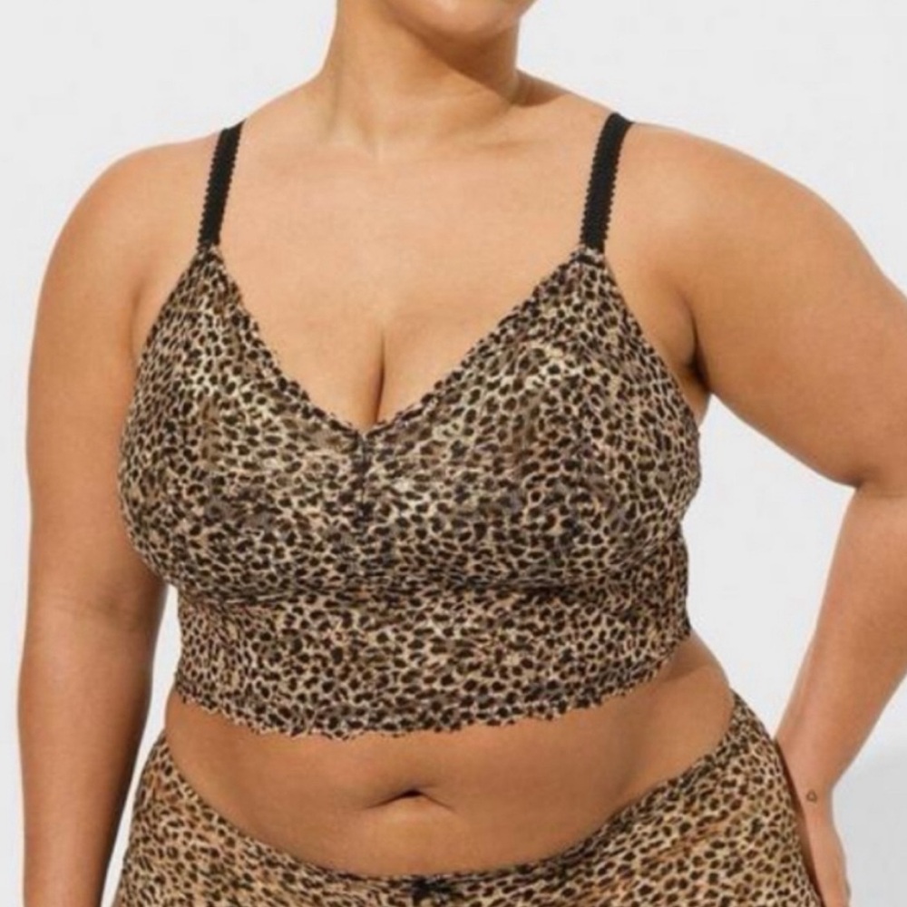 🆕🐆 Unlined Lace Crop Bralette 2 2X 18 20 NWT Torrid New! Leopard Cheetah - Picture 2 of 5